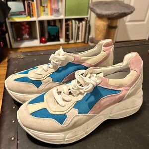 Steve Madden Pink/Blue/Suede Platform Sneakers